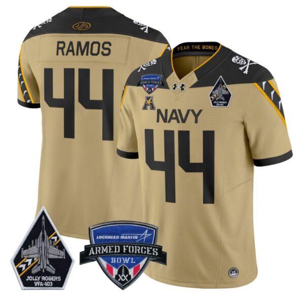 Colin Ramos Jersey #44 Navy Midshipmen 2025 Armed Forces Bowl Football Gold