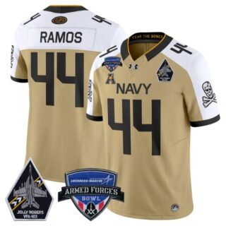 Colin Ramos Jersey #44 Navy Midshipmen 2025 Armed Forces Bowl Gold Alternate