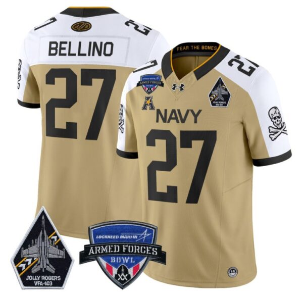 Joe Bellino Jersey #27 Navy Midshipmen 2025 Armed Forces Bowl Gold Alternate