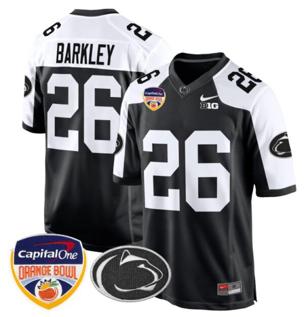 Saquon Barkley Jersey #26 Custom Penn State Nittany Lions Orange Bowl Patch Black Alternate