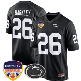 Saquon Barkley Jersey #26 Custom Penn State Nittany Lions Orange Bowl Patch Black