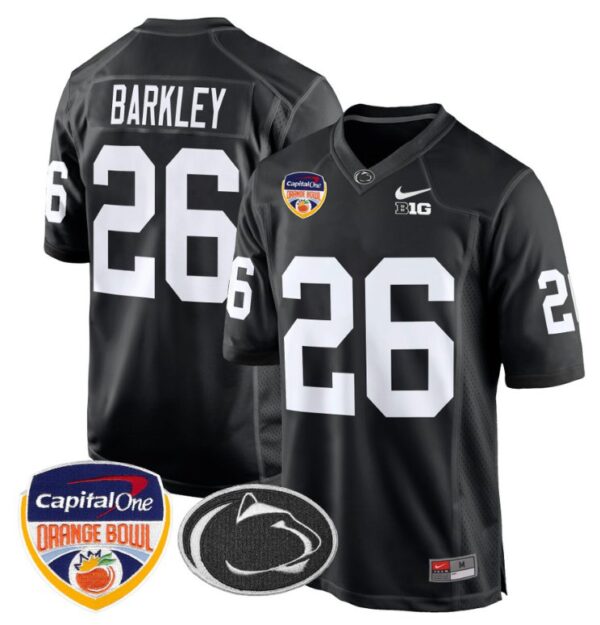 Saquon Barkley Jersey #26 Custom Penn State Nittany Lions Orange Bowl Patch Black