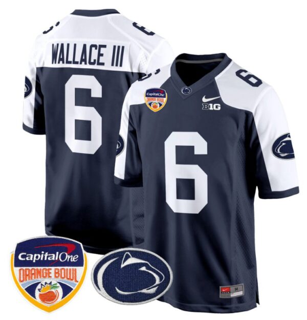 Harrison Wallace III Jersey #6 Custom Penn State Nittany Lions Orange Bowl Navy Alternate