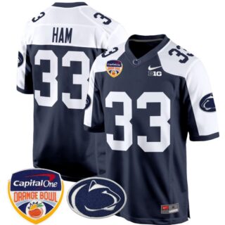 Jack Ham Jersey #33 Custom Penn State Nittany Lions Orange Bowl Patch Navy Alternate