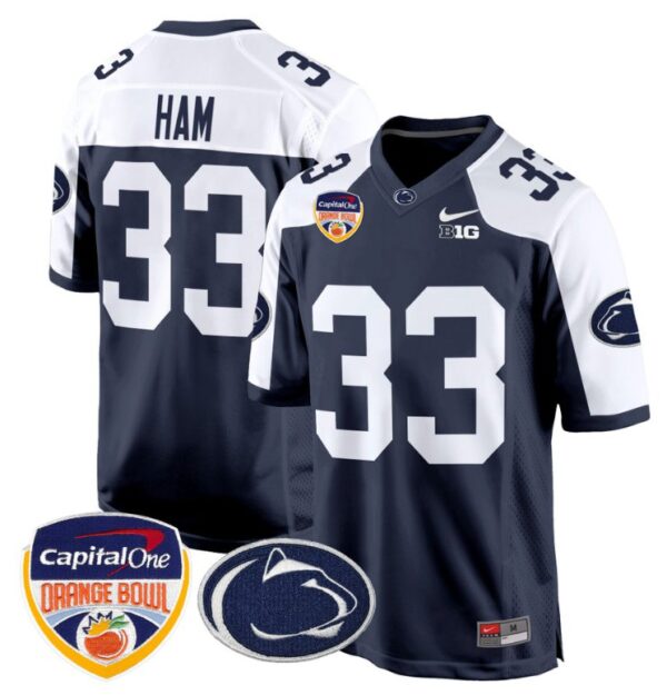 Jack Ham Jersey #33 Custom Penn State Nittany Lions Orange Bowl Patch Navy Alternate