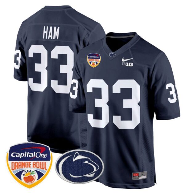 Jack Ham Jersey #33 Custom Penn State Nittany Lions Orange Bowl Patch Navy