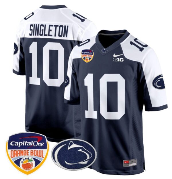 Nicholas Singleton Jersey #10 Custom Penn State Nittany Lions Orange Bowl Patch Navy Alternate