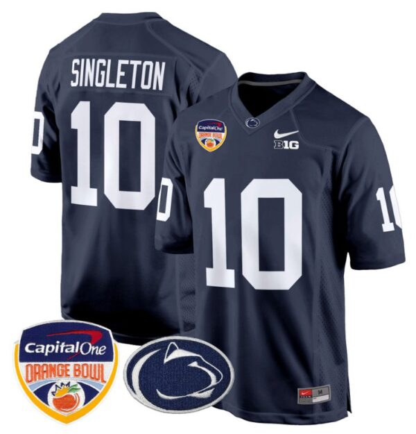 Nicholas Singleton Jersey #10 Custom Penn State Nittany Lions Orange Bowl Patch Navy