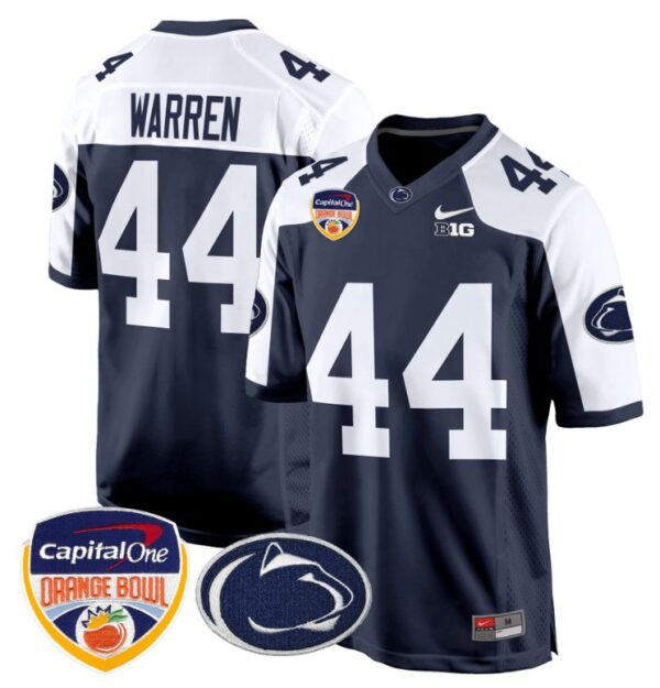 Tyler Warren Jersey #44 Custom Penn State Nittany Lions Orange Bowl Patch Navy Alternate