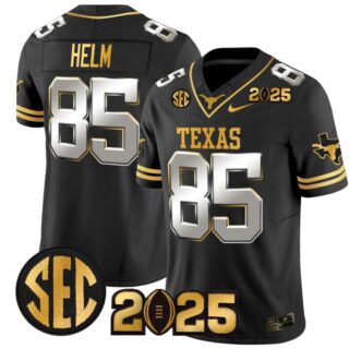 Gunnar Helm Jersey #85 Texas Longhorns 2025 CFP Final Patch Black Limited