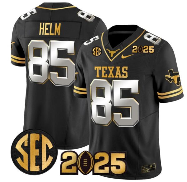 Gunnar Helm Jersey #85 Texas Longhorns 2025 CFP Final Patch Black Limited