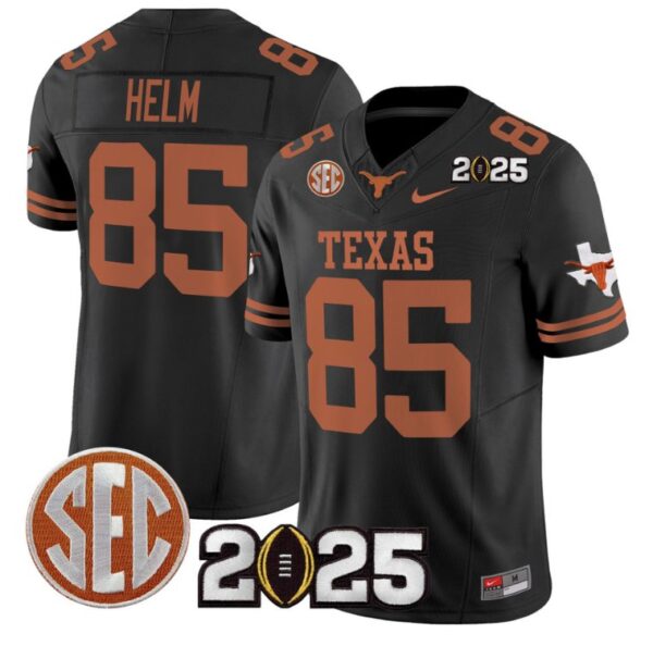 Gunnar Helm Jersey #85 Texas Longhorns 2025 CFP Final Patch Black