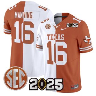 Arch Manning Jersey #16 Texas Longhorns 2025 CFP Final Patch Split