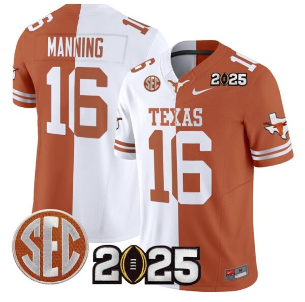 Arch Manning Jersey #16 Texas Longhorns 2025 CFP Final Patch Split