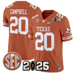 Earl Campbell Jersey #20 Texas Longhorns 2025 CFP Final Patch Texas Orange
