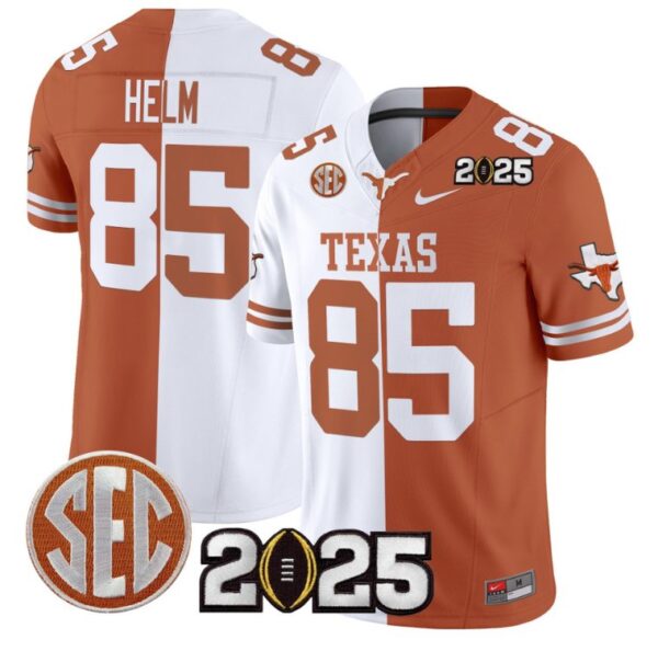 Gunnar Helm Jersey #85 Texas Longhorns 2025 CFP Final Patch Split
