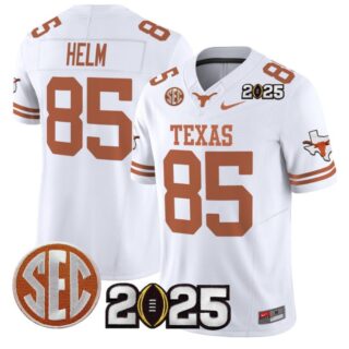 Gunnar Helm Jersey #85 Texas Longhorns 2025 CFP Final Patch White