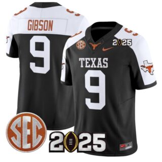Jerrick Gibson Jersey #9 Texas Longhorns 2025 CFP Final Patch Black Alternate