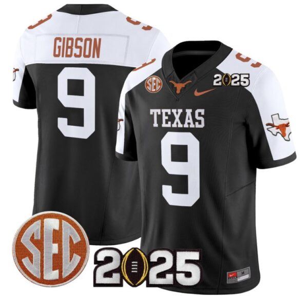 Jerrick Gibson Jersey #9 Texas Longhorns 2025 CFP Final Patch Black Alternate