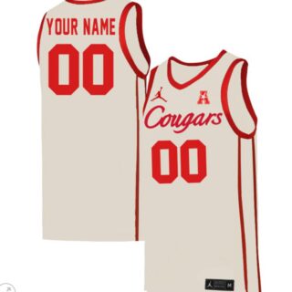 Custom Houston Cougars Jersey College Basketball Stiched White