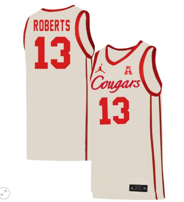J'Wan Roberts Jersey #13 Houston Cougars Basketball Stiched White