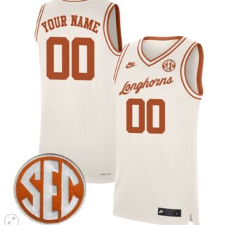 Custom Texas Longhorns Jersey College Basketball Stiched Retro White