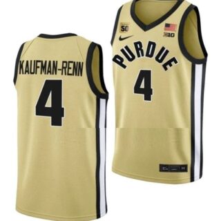 Men's #4 Trey Kaufman Renn Jersey Purdue Boilermakers College Basketball Jerseys Gold
