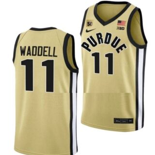 Men's #11 Brian Waddell Jersey Purdue Boilermakers College Basketball Jerseys Gold