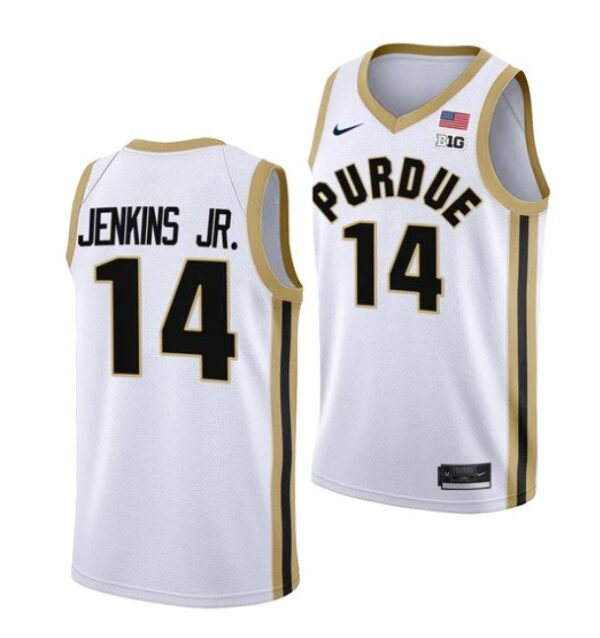 Men's #14 David Jenkins Jr Jersey Purdue Boilermakers College Basketball Jerseys White