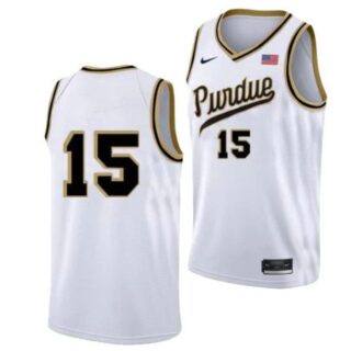 Men's #15 Zach Edey Jersey Purdue Boilermakers College Basketball Jerseys White No Name