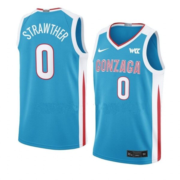 Men's #0 Julian Strawther Jersey Gonzaga Bulldogs College Basketball Jerseys Blue