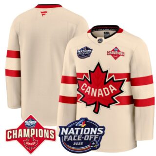 Men's Team Jersey Canada 2025 4 Nations Face-Off 2025 Champions Patch Stitched Cream