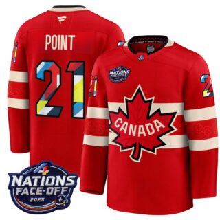 Men's Brayden Point Jersey #21 Canada 2025 4 Nations Face-Off 2025 V2 Stitched Red