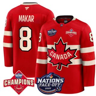 Men's Cale Makar Jersey #8 Canada 2025 4 Nations Face-Off 2025 Champions Red