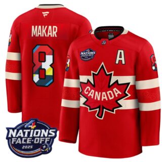 Men's Cale Makar Jersey #8 Canada 2025 4 Nations Face-Off 2025 V2 Stitched Red
