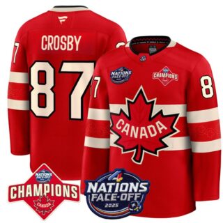 Men's Sidney Crosby Jersey #87 Canada 2025 4 Nations Face-Off 2025 Champions Red