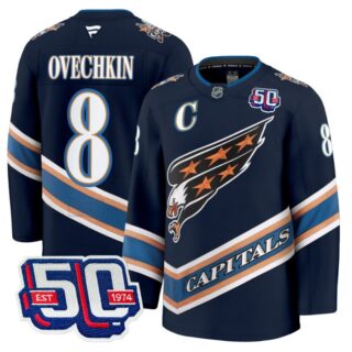 Men Alex Ovechkin Jersey #8 Washington Capitals Eagle 50th Anniversary Navy
