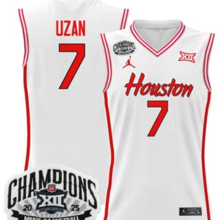 Milos Uzan Jersey #7 Houston Cougars 2025 Big 12 Champions Stitched White
