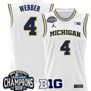 Chris Webber Jersey #4 Michigan Wolverines 2025 Big Ten Champions White