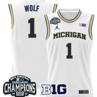 Danny Wolf Jersey #1 Michigan Wolverines 2025 Big Ten Champions White