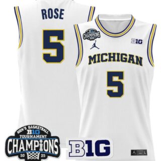 Jalen Rose Jersey #5 Michigan Wolverines 2025 Big Ten Champions White