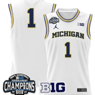 Team Jersey #1 Michigan Wolverines 2025 Big Ten Champions White