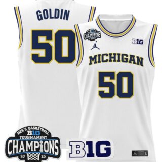 Vladislav Goldin Jersey #50 Michigan Wolverines 2025 Big Ten Champions White