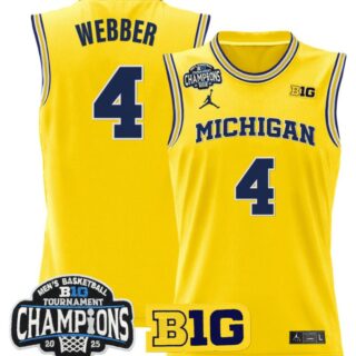 Chris Webber Jersey #4 Michigan Wolverines 2025 Big Ten Champions Maize