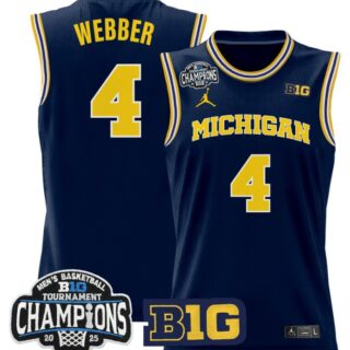 Chris Webber Jersey #4 Michigan Wolverines 2025 Big Ten Champions Navy