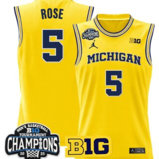 Jalen Rose Jersey #5 Michigan Wolverines 2025 Big Ten Champions Maize