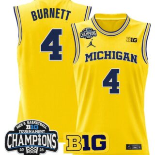 Nimari Burnett Jersey #4 Michigan Wolverines 2025 Big Ten Champions Maize