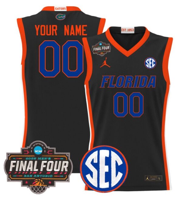 Custom Florida Gators Jersey 2025 Final Four Patch Basketball Stitched Black