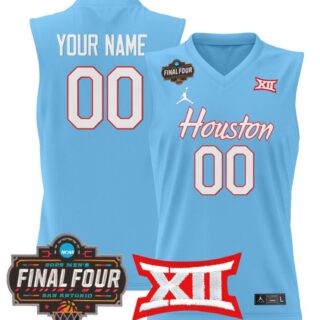 Custom Houston Cougars Jersey 2025 Final Four Patch Basketball Stitched Blue