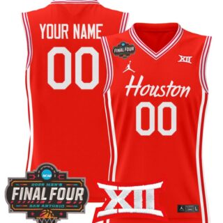 Custom Houston Cougars Jersey 2025 Final Four Patch Basketball Stitched Red